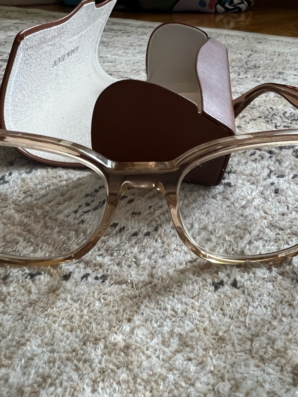 Oliver Peoples Transparent Beige Round Optical Glasses